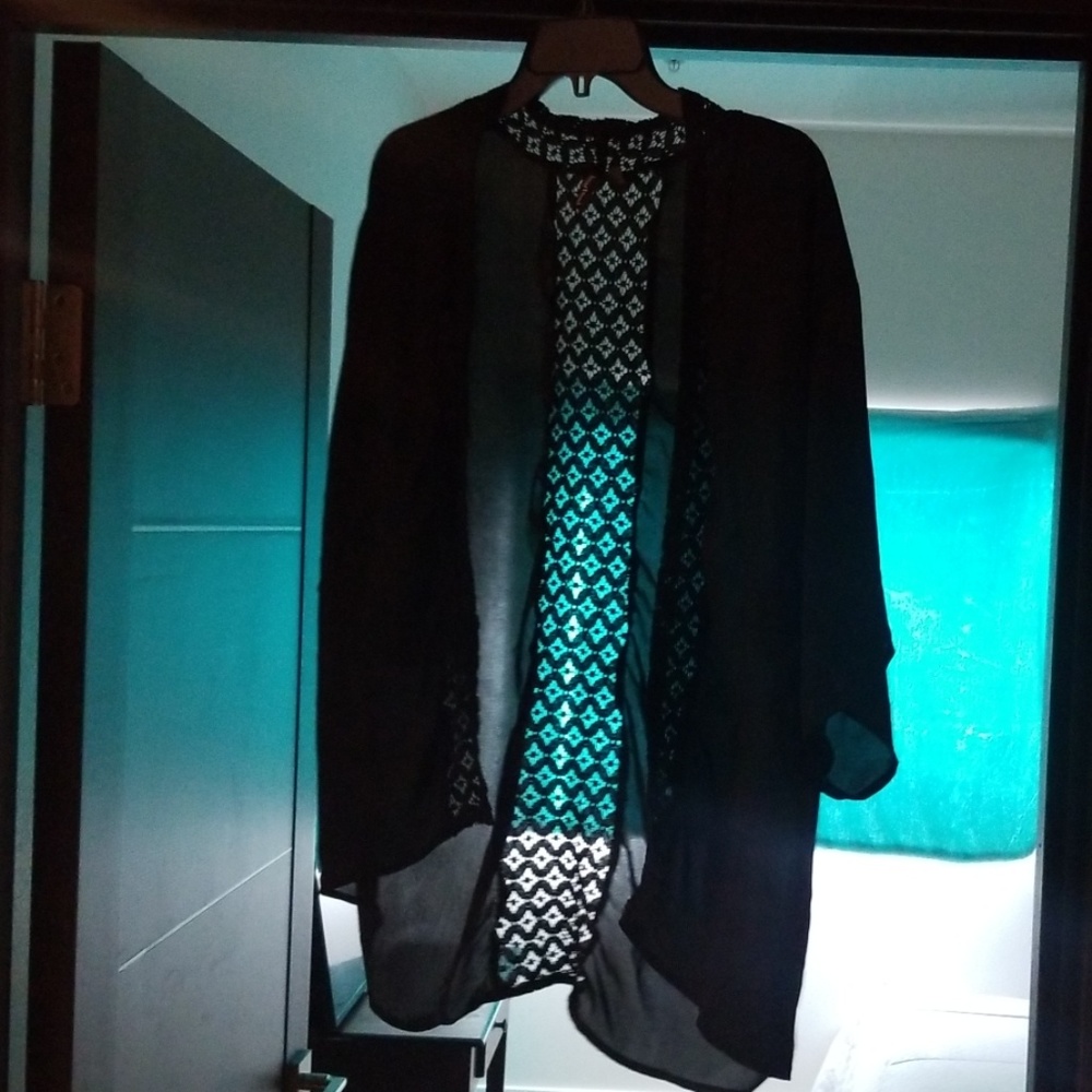 Sheer, black, small, HeartSoul cardigan
